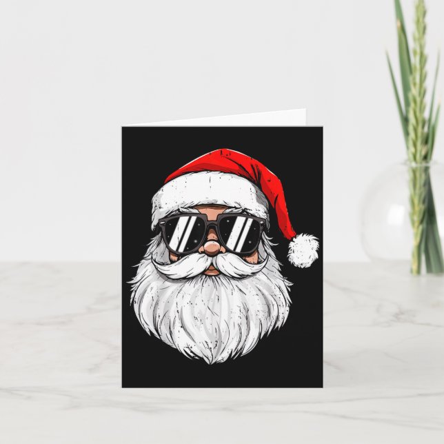 Cartão Retro Christmas Shirts Men Boys Santa Face With Su (Frente)