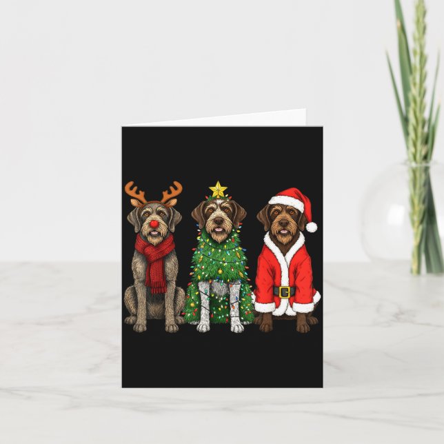 Cartão Retro Christmas Wirehaired Inting Griffon Santa Re (Frente)
