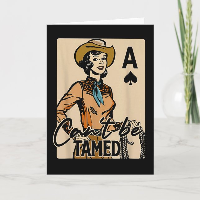 Cartão Retro Cowgirl Card Can't Be Tamed Western Country  (Frente)