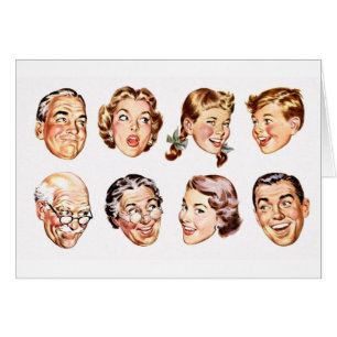 Cartão retro da ilustração da família