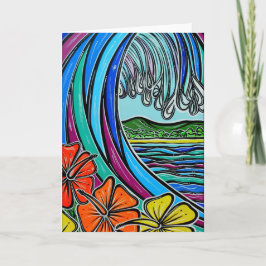 Cartão retro da onda