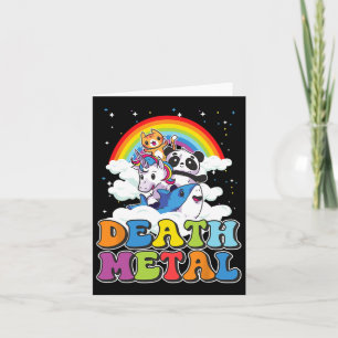 Cartão Retro Death Metal Gato Arco-Íris Unicórnio Engraça