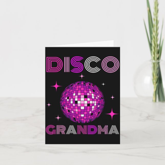 Cartão Retro Disco Grandma 70s 80s Dance Party Mirror Bal (Frente)