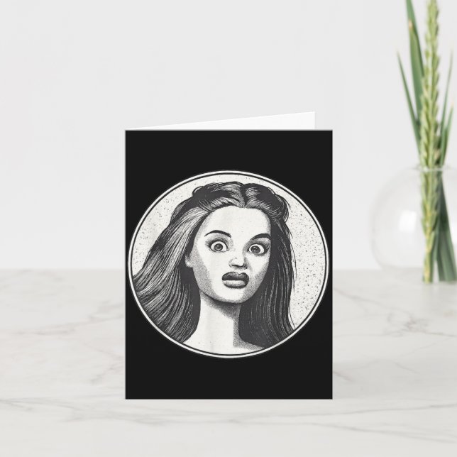 Cartão Retro Disgusted Doll Face  (Frente)