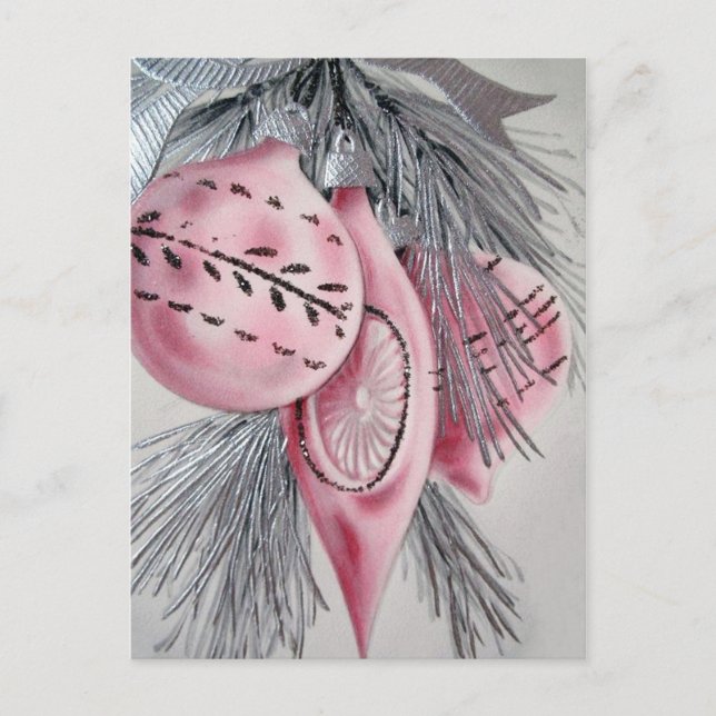 Cartão retro do feriado dos bulbos do natal (Frente)