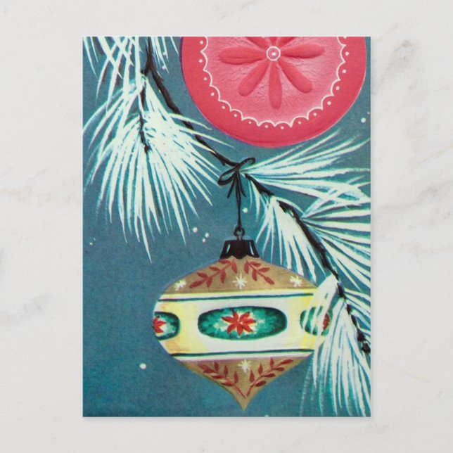 Cartão retro do feriado dos bulbos do Natal do (Frente)