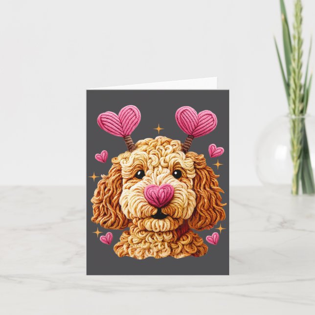 Cartão Retro Dog Goldendoodle Valentines Funny Gift Women (Frente)