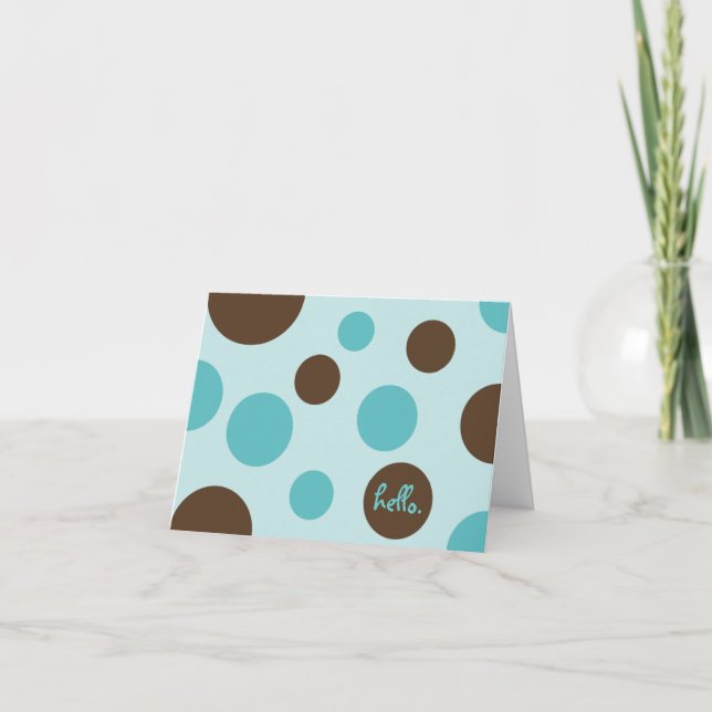 Cartão Retro Dots Blue Note Card (Blank) (Frente)