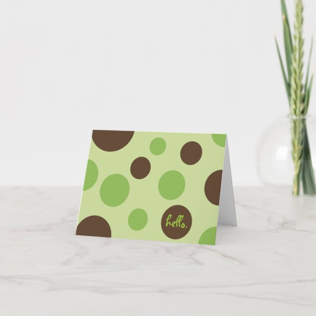 Cartão Retro Dots Lime Note Card (Blank) (Frente)