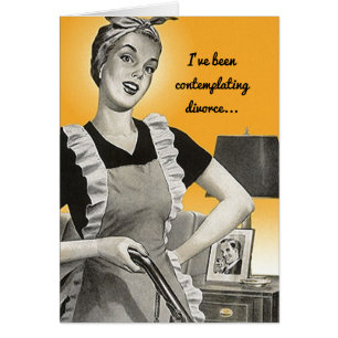 Cartão Retro engraçado contemplando o divórcio novo tem
