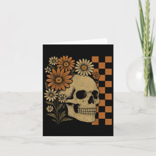 Cartão Retro Esqueleto Floral Funny Skull Halloween