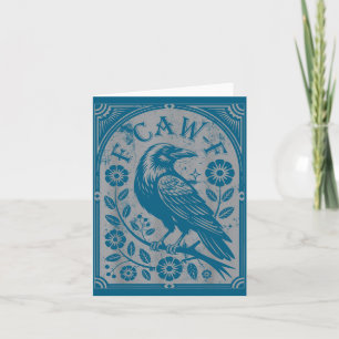 Cartão Retro F-caw-f Flores de Corvo Preto Arte Passaro E
