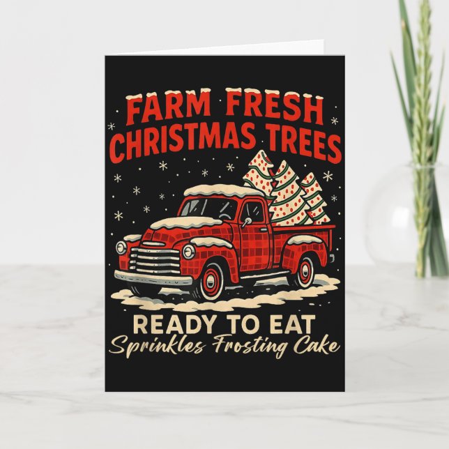 Cartão Retro Farm Fresh Debbie Christmas Cake Red Truck H (Frente)