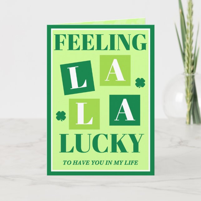Cartão Retro Feeling La La Lucky St. Patrick's Day Card (Frente)