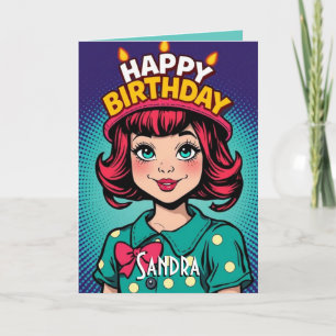 Cartão Retro Feliz Aniversário Filha