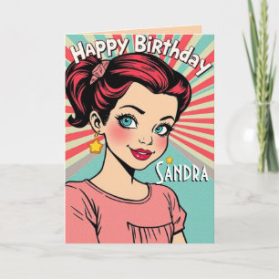Cartão Retro Feliz Aniversário Filha