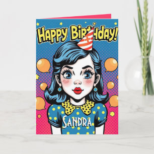 Cartão Retro Feliz Aniversário Filha