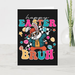 Cartão Retro Feliz Páscoa Bruh Coelhinho Fofo Dabbing Cri
