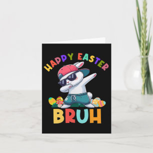 Cartão Retro Felz pascoa Bruh Dabbing Bunny Kids Boys