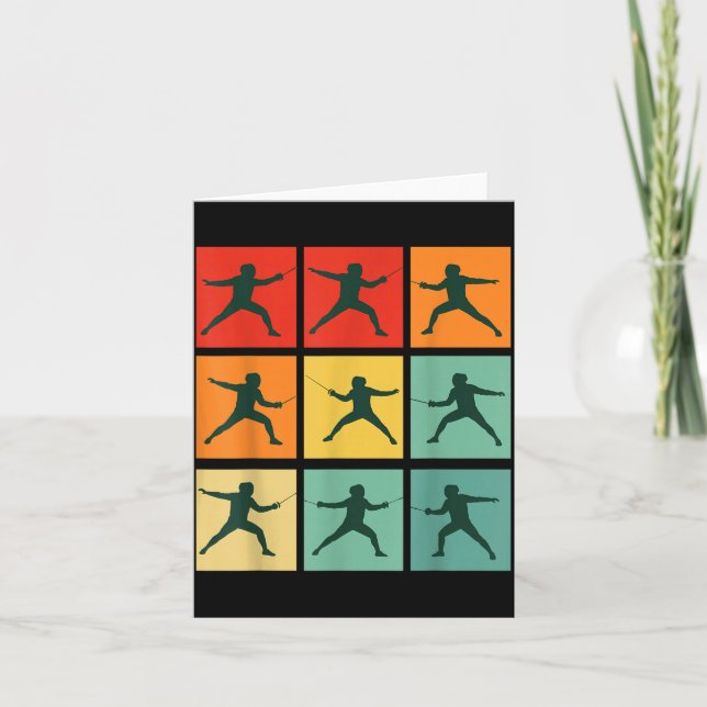 Cartão Retro Fencing For Christmas Srty Fencer Athlete  (Frente)