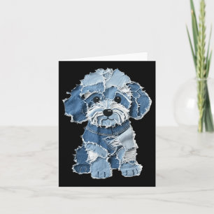 Cartão Retro Funny Denim Patch Animal Dog Impressão