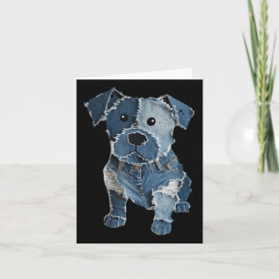 Cartão Retro Funny Denim Patch Animal Dog Impressão Para