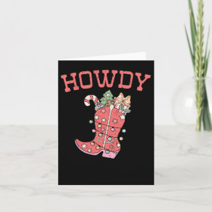 Cartão Retro Funny Howdy Natal Western Cute Family Xm