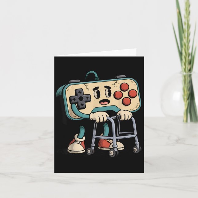 Cartão Retro Funny Old Gamer 80s 90s Clic Video Game Humo (Frente)