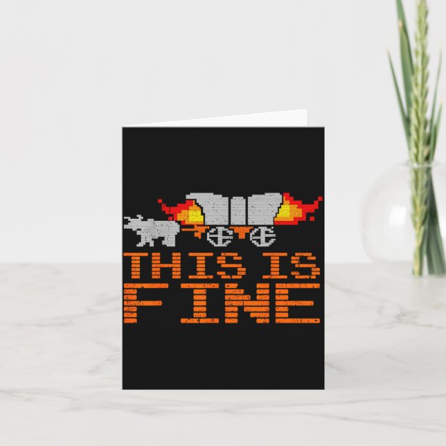 Cartão Retro Funny Quote This Is Fine Sarcasm Gift  (Frente)