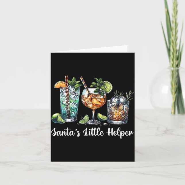 Cartão Retro Funny Santa's Little Helper Martini Merry Ch (Frente)