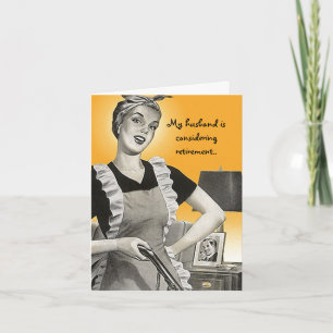 Cartão Retro Funny Suburban Lady Husband Retirement card