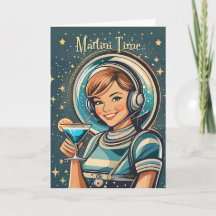 Retro Futurista Hora do Astro Girl Martini