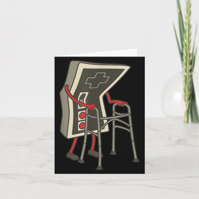 Cartão Retro Gaming Controller Old Gamer With Walker Funn (Frente)