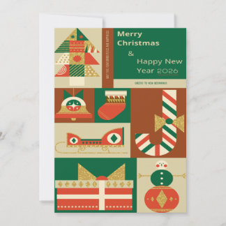 Cartão Retro Geometric Christmas Greeting Card – Festive 