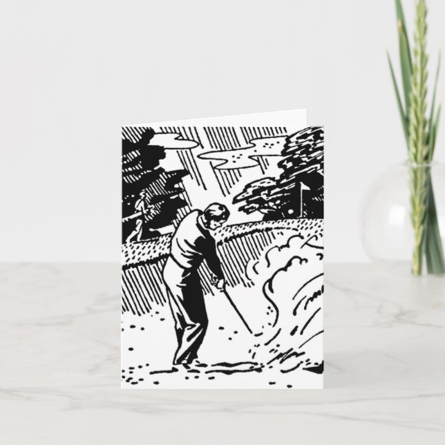 Cartão Retro Golfer Sand Trap Note Card (Frente)