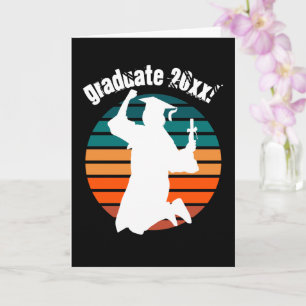 Cartão Retro Graduation Graduate Jumping for Joy Rainbow
