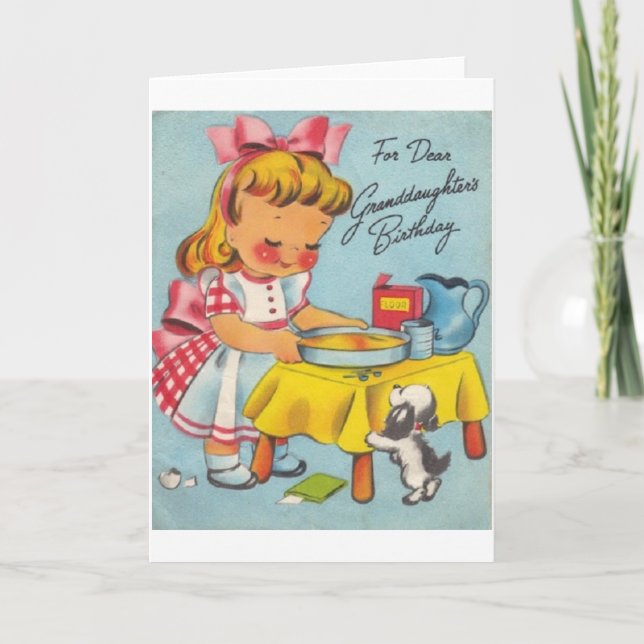 Cartão Retro Granddaughter Birthday Card (Frente)