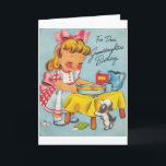 Cartão Retro Granddaughter Birthday Card<br><div class="desc">Vintage / Retro Birthday greeting card.  Adorable little girl and her puppy baking a birthday cake!  For Dear Granddaughter's Birthday!  Beautiful vintage birthday card for a lovely granddaughter!</div>