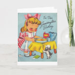 Cartão Retro Granddaughter Birthday Card<br><div class="desc">Vintage / Retro Birthday greeting card.  Adorable little girl and her puppy baking a birthday cake!  For Dear Granddaughter's Birthday!  Beautiful vintage birthday card for a lovely granddaughter!</div>