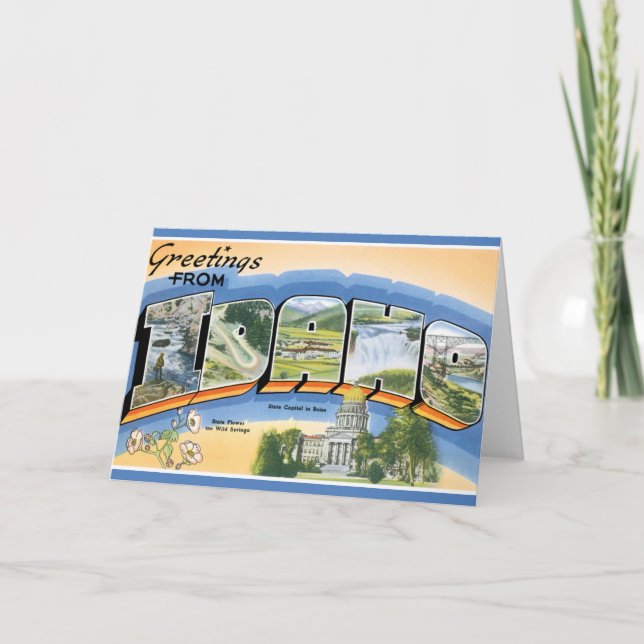 Cartão Retro Greetings From Idaho (Frente)