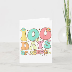 Cartão Retro Groovy 100 Dias Feliz 100º Dia Da Escola Te