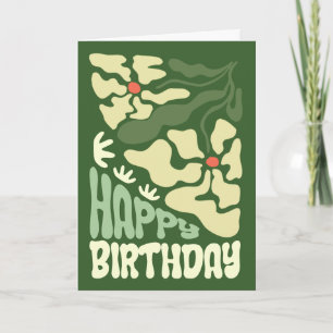 Cartão Retro Groovy 70s Floral Psicodélico Aniversário