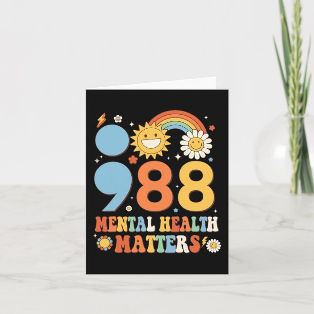 Cartão Retro Groovy 988 Mental Health Importa Suicídio An (Frente)