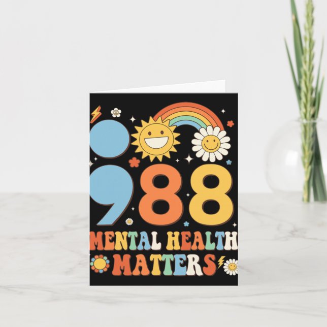 Cartão Retro Groovy 988 Mental Health Problems Suicide Pr (Frente)