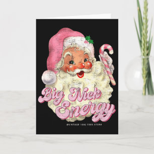 Cartão Retro Groovy Big Nick Santa Energia Rosa Natal Chr