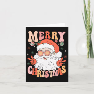 Cartão Retro Groovy Feliz Natal Trendy Papai Noel Ho