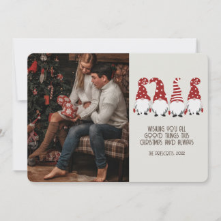 Cartão Retro Groovy Foto dos Gnomos de Natal