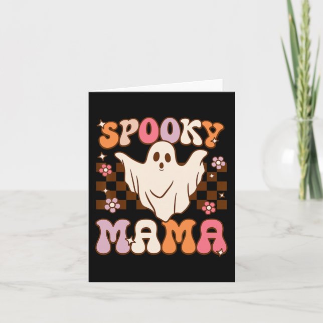 Cartão Retro Groovy Halloween Ghost Spooky Mama Costume (Frente)