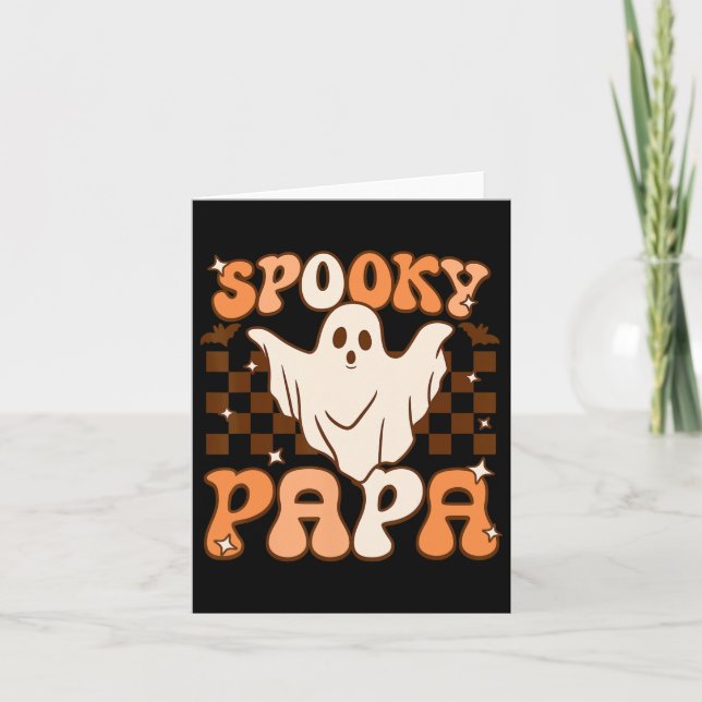 Cartão Retro Groovy Halloween Ghost Spooky Papa Costume (Frente)