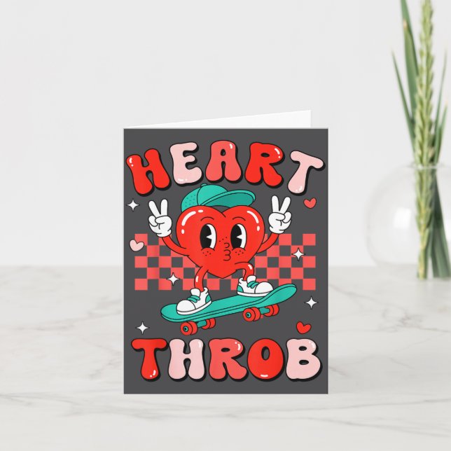 Cartão Retro Groovy Heart Throb Valentines Day Toddlers B (Frente)
